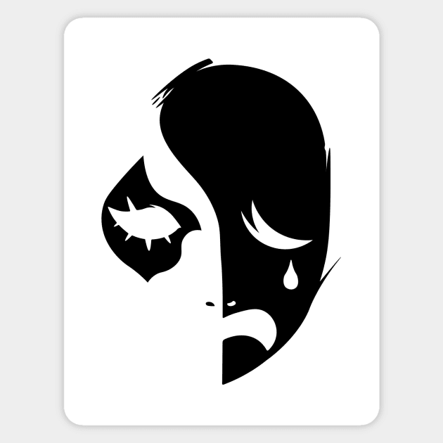 Sad Mask - Black Sticker by Darasuum